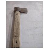 Early American Hand Forged Axe Head with Handle