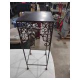 Decorative Metal Plant Stand with Wooden Top