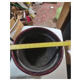 Large plastic Flower Pot with Burgundy Rim