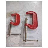Red Steel C-Clamps Set of 2