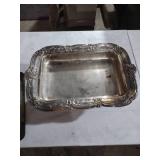 Ornate Silver Plated Serving Tray with Stand