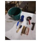 Pet Grooming Tools Collection with Bucket
