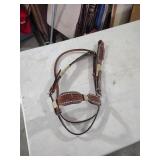 Western Leather Horse Bridle with Basket Weave and Silver Studs