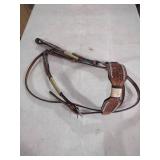 Western Leather Horse Bridle with Basket Weave and Silver Studs