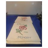 Days of the Week Rose Embroidered Tea Towels