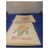 Embroidered Days of the Week Tea Towels