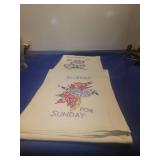 Hand Embroidered Days of Week Tea Towels