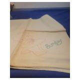 Hand Embroidered Sunday Cloth tea towel