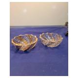 Gold Trimmed Crystal Swirl Bowls Set of 2