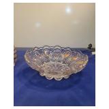 Pressed Glass Oval Serving Bowl