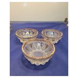 Cut Glass bowls with Gold Trim