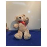 Plush White Bear with Red Bow movable arms and legs
