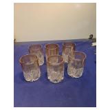 Set of 6 Cut Glass Tumblers with Gold Rim