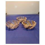 Amber Glass Shell Candy Dishes - Set of 3