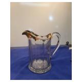 Glass Water Pitcher with Gold Trim