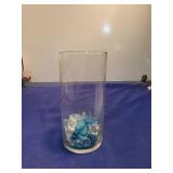 Decorative Glass Vase with Blue & Clear Gems