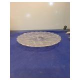 Pressed Glass Cake Plate with Floral Pattern