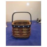 Patriotic Stars Woven Basket with Handle