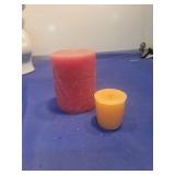 Decorative Pillar Candle Set - Red and Orange
