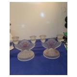 Frosted Glass Candlestick Set