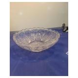 Pressed Glass Heart Pattern Serving Bowl