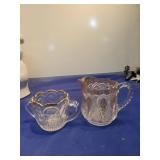 Pressed Glass Cream Pitcher Set
