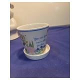 Garden Theme Ceramic Planter with Saucer