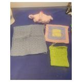 Knitted Practice Swatches with Plush hat