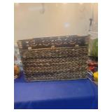 Decorative Woven Storage Basket with Metal Trim