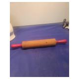 Wooden Rolling Pin with Red Handles