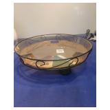 Decorative Iron Wire Plant Stand with Glass Dish