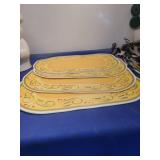 Plastic Set of 4  Yellow Floral Border Dinner Placemats