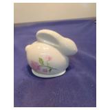 Porcelain Bunny Trinket Box with Rose Design