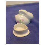 Porcelain Bunny Trinket Box with Rose Design