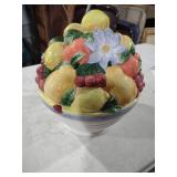 Decorative Fruit Bowl with Lemons and Floral Design