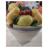 Decorative Fruit Bowl with Lemons and Floral Design