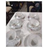 Porcelain Tea Cup Set with Rose Pattern