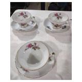 Japanese Porcelain Tea Cups with Pink Rose Design