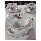 Japanese Porcelain Tea Cups with Pink Rose Design