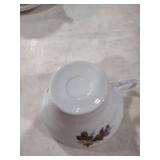 Japanese Porcelain Tea Cups with Pink Rose Design