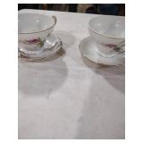 Japanese Porcelain Rose Tea Cups and Saucers Set
