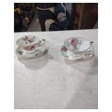 Rose Pattern Porcelain Tea Cup and Saucer Set