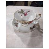 Rose Pattern Porcelain Tea Cup and Saucer Set