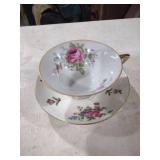 Rose Pattern Porcelain Tea Cup and Saucer Set