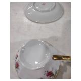 Rose Pattern Porcelain Tea Cup and Saucer Set