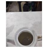 White Porcelain Teapot with Pink Rose Design