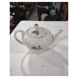 Floral Rose Pattern Porcelain Teapot with Gold Trim