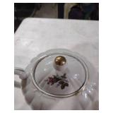 Floral Rose Pattern Porcelain Teapot with Gold Trim