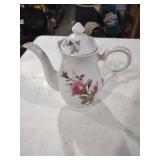 Royal Fine China Teapot with Pink Rose Design