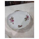 Rose Pattern Porcelain Saucers with Gold Trim